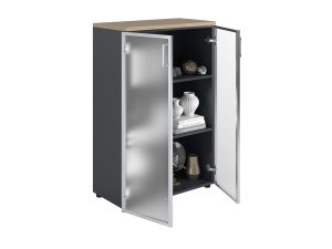 Шкаф NW 1280/2G со стеклом вяз натуральный/антрацит